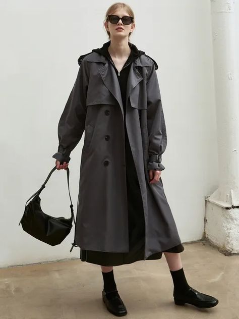 Trench Coat Outfits, Oversized Trench, Oversized Trench Coat, Best Winter Outfits, Long Trench, Long Trench Coat, W Concept, Midi Skirts, 가을 패션