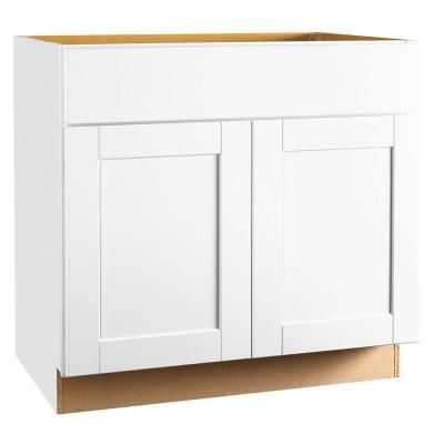 Continental Cabinets CBKSB36-SSW 36 x 34-1/2 x 24-Inch White Sink Base Cabinet at Sutherlands Backyard Planning, Office Kitchenette, Thermofoil Cabinets, Counter Storage, Stock Kitchen Cabinets, Home Depot Kitchen, Shaker Door Styles, Framed Cabinet, How To Install Countertops