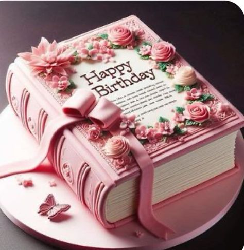 Book Cake Ideas Birthday, Book Cakes, Beautiful Cake Designs, Elegant Birthday Cakes, Book Cake, Birthday Wishes Cake, Creative Cake Decorating, Creative Birthday Cakes, Beautiful Birthday Cakes