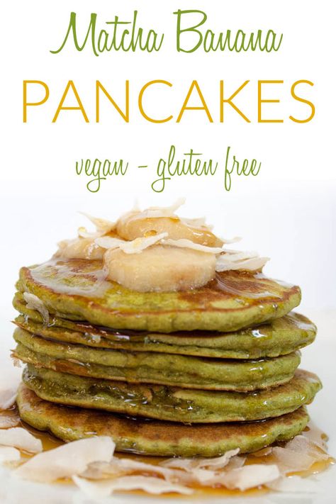 Matcha Pancakes Healthy, Matcha Pancakes Recipe, Banana Pancakes Vegan, Matcha Pancakes, Pancakes Vegan, Healthy Pancakes, Matcha Recipe, Vegan Side Dishes, Vegan Pancakes