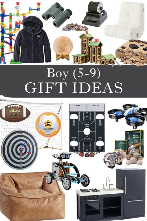 These boy gift ideas for ages 5-9 will be fun for any child who likes to be active, build and create. From toys that will inspire to sports equipment and even some cozy room items, these gift ideas for boys will be a win. To find this gift guide visit Sugar Maple Farmhouse. Boys Toys For Christmas, Boy Gift Ideas, Gift Ideas For Boys, $5 Gift Ideas, Cool Toys For Boys, Best Gifts For Boys, Gifts For Teen Boys, Christmas Gifts For Boys, Boys Christmas