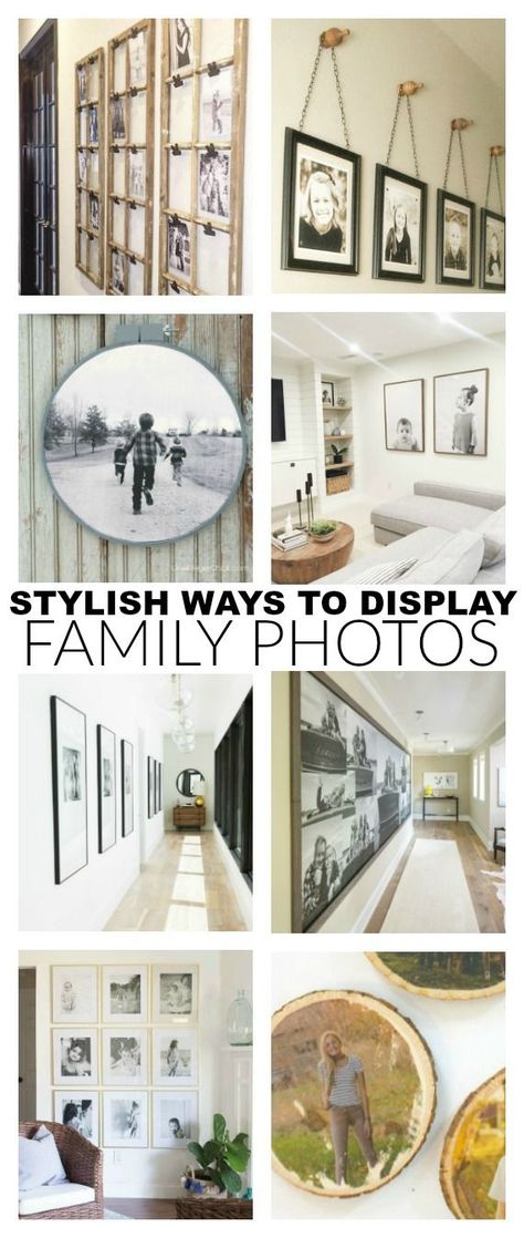 Make your house a home with these stylish ways to display family photos. Ways To Display Family Photos, Diy Art Wall, Photowall Ideas, Family Pictures On Wall, Wedding Photo Display, Photo Wall Display, Display Family Photos, Family Photo Wall, Photo Wall Decor