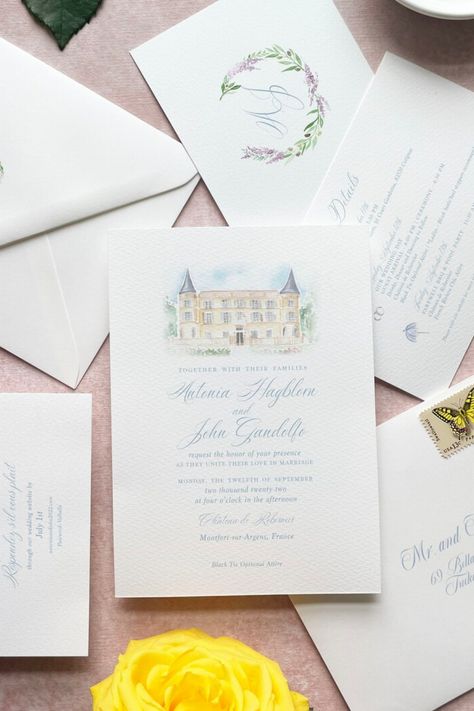 Bring your dream destination wedding to life with our custom watercolor invitation suites. Each finely crafted set includes a personalized invitation and RSVP card, infused with the beauty and romance of watercolor design. Let these elegant invites set the tone for a wedding that’s uniquely yours and transport your guests to your love-filled event even before it has begun. Order today for a breathtaking start to your special journey. Watercolor Wedding Venue Invitations, Watercolor Venue Wedding Invitations, Wedding Invite Watercolor, Gazebo Illustration, Venue Watercolor, Watercolor Stationary, Wedding Invitations Watercolor, Watercolor Wedding Invitation Suite, Crest Wedding Invitations