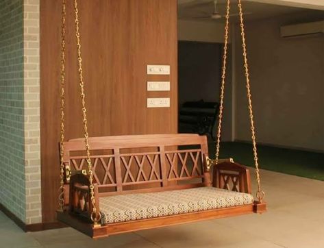 Swing In Living Room, Asian Style Bedrooms, Classic House Interior Design, Room Swing, Sofa Design Wood, Living Room Wall Color, Wooden Sofa Set Designs, Drawing Room Decor, Wooden Front Door Design