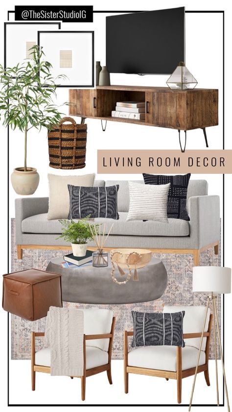 Decor Mood Board, The Sister Studio, Sister Studio, Wood Tv Stand, Solid Wood Tv Stand, Wood Tv, Decor Home Living Room, Living Room Decor Apartment, Living Room Inspo