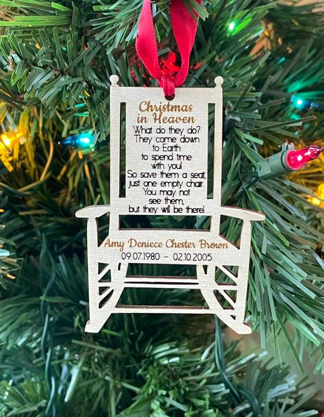 Christmas In Heaven Chair, Christmas In Heaven Ornament, Heaven Ornament, Thanksgiving Headbands, Wood Keepsake, Cheap Christmas Diy, Christmas In Heaven, Personalised Family Tree, Cheap Christmas