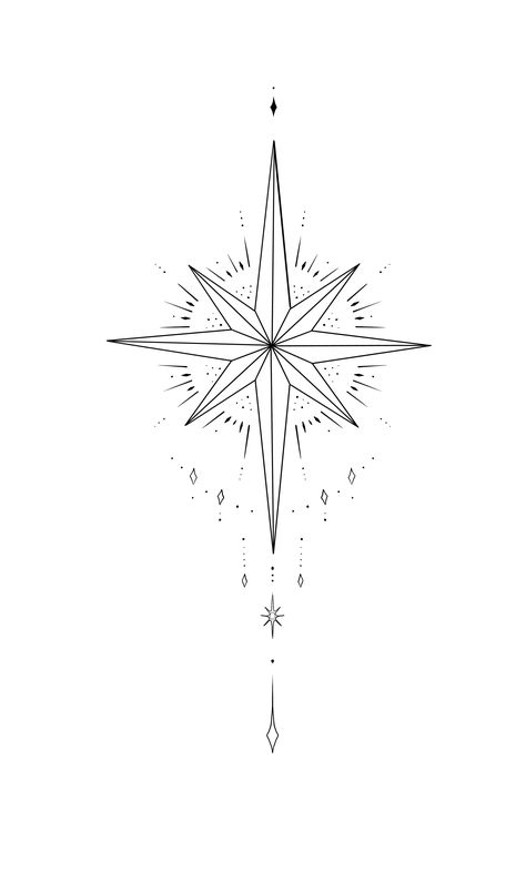 Compass Tattoo Drawing Sketch, Nesta Star Tattoo, Five Pointed Star Tattoo, Nordic Star Tattoo, 6 Pointed Star Tattoo, Six Pointed Star Tattoo, 5 Star Tattoo Designs, Four Pointed Star Tattoo, Seven Pointed Star Tattoo