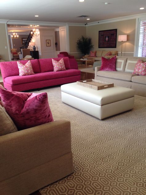 Sorority House Design by Courtney Cutchall Cunningham Sorority Houses Interior, Chapter Room Decorations Sorority, Sorority Rush House Decorations, Sorority Living Room, Sorority House Decor Living Room, Modern Sorority House, Sorority House Living Room, Sorority Chapter Room, Sorority House Interior