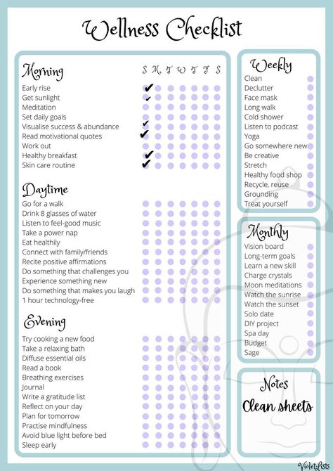 Wellness Checklist digital, Self-care List, Daily Wellness, Holistic Care - Etsy UK homeschoolplannerprintable #bestplannersandorganizers #7daymealplanner Wellness Checklist, Daily Checklist, Holistic Care, Self Care Bullet Journal, Monthly Goals, Planner Pdf, Get My Life Together, Learn A New Skill, Cleaning Checklist