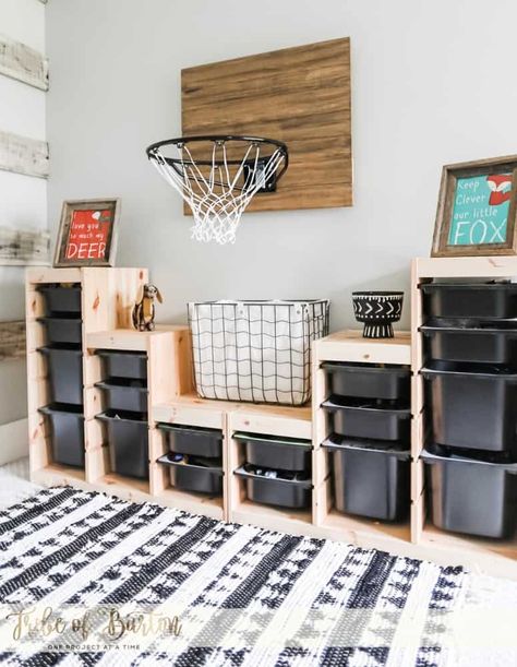 How To Paint Plastic, Boy Toy Storage, Basketball Room, Paint Plastic, Toddler Boy Room Decor, House Ceiling, Big Boy Bedrooms, Boys Playroom, Kids Basement