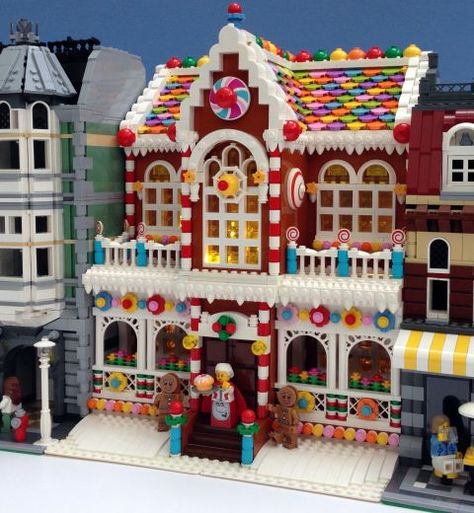 Lego Gingerbread House, Lego Hacks, Christmas Lego, Lego Christmas Village, Lego Winter Village, Minecraft Lego, Lego Village, Lego Winter, Instructions Lego