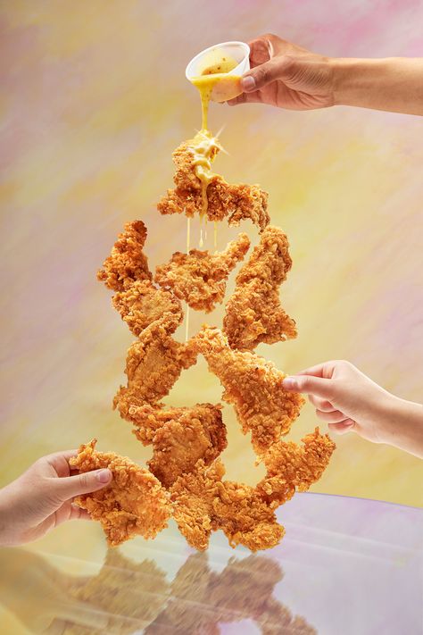 Olivia's Chicken on Behance Eggnog Shake, Kfc Mac And Cheese, Montreal Photography, Chicken Sculpture, Sausage Mcmuffin, Chicken Poster, Food Photography Dessert, Food Web Design, Food Videography