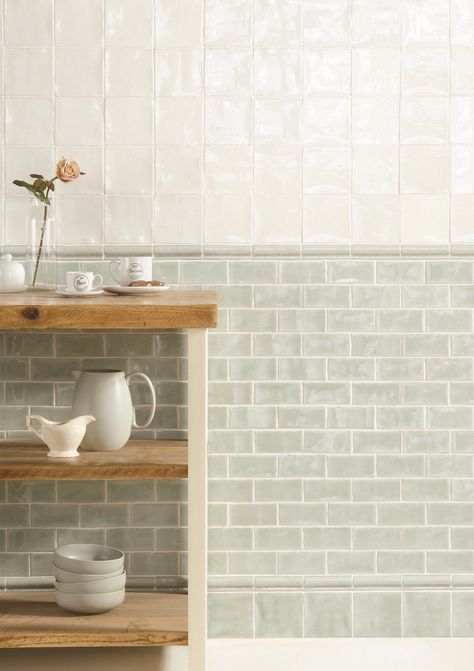 Metro Tiles, Classic Tile, Bad Inspiration, Tile Trends, Tile Companies, Brick Tiles, Green Kitchen, Traditional Kitchen, Kitchen Tiles