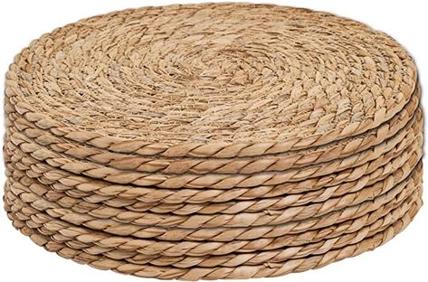 Amazon.com: Defined Deco Woven Placemats Set of 10,12" Round Rattan Placemats,Natural Hand-Woven Water Hyacinth Placemats,Farmhouse Weave Place Mats,Rustic Braided Wicker Table Mats for Dining Table,Home,Wedding. : Home & Kitchen Rattan Placemats, Wicker Placemats, Farmhouse Table Runners, Wicker Table, Woven Placemats, Mantel Redondo, Water Hyacinth, Place Mats, Linen Placemats