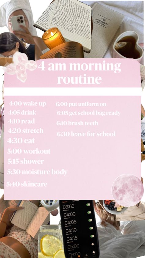 If u like waking up early for school this is for uu!! 4 Am Morning Routine, Am Morning Routine, How To Wake Up Early, Morning Routine, Wake Up, Brushing Teeth, Moisturizer, 10 Things