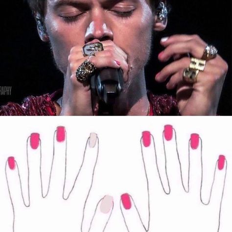 Harry Styles With Nail Polish, Harry Styles Pleasing Nails, Harry Style Inspired Nails, Harry Nails Inspired, Nail Inspo Harry Styles, Harry Nails Styles, Harry Styles Nails Inspired Love On Tour, Harry Coded Nails, Harry Styles Nail Ideas