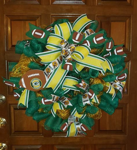 Packers Christmas, Mesh Wreath, Mesh Wreaths, Green Bay Packers, Diy Wreath, Green Bay, Thank You Gifts, Christmas Wreath, For Friends