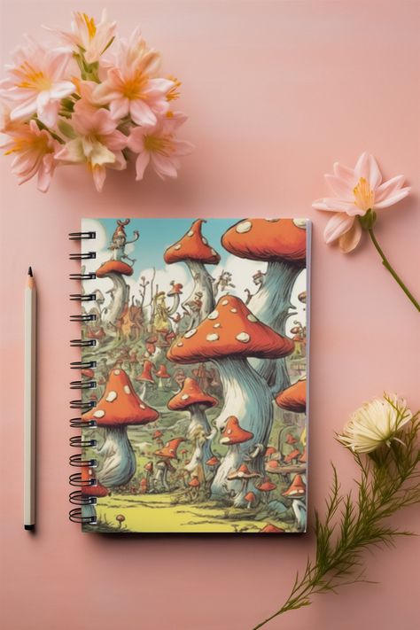 Mushroom Forest Spiral Notebook Whimsical Mushroom Journal Back To School Gift Unique Enchanted Forest Diary Mushroom Journal, Mushroom Forest, Back To School Gift, School Gift, Weird Art, Back To School Gifts, Enchanted Forest, Journal Notebook, Spiral Notebook