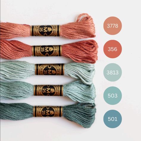 Embroidery Floss Color Combos, Dmc Colour Palettes, Dmc Color Combos, Dmc Thread Color Palettes, Crochet Colour Palettes, Dmc Embroidery Floss Color Palettes, Embroidery Color Combinations, Dmc Color Palette, Embroidery Color Palette