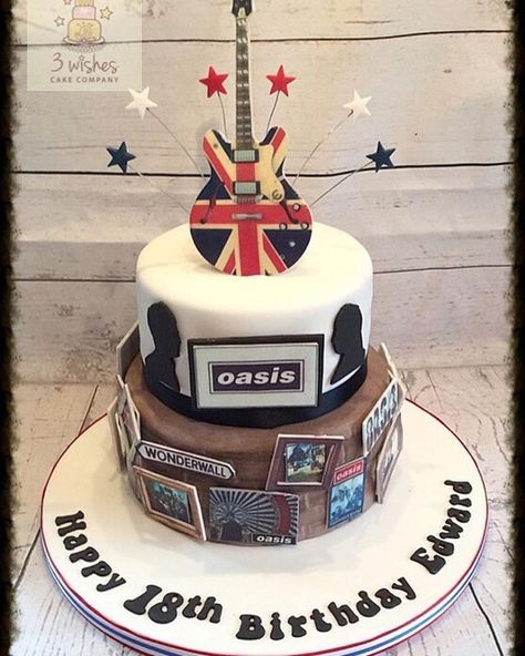 Oasis Birthday Cake, Oasis Cake, Beatles Cake, Music Cake, Guitar Cake, 40th Cake, Oasis Band, 18th Birthday Cake, 50th Birthday Cake