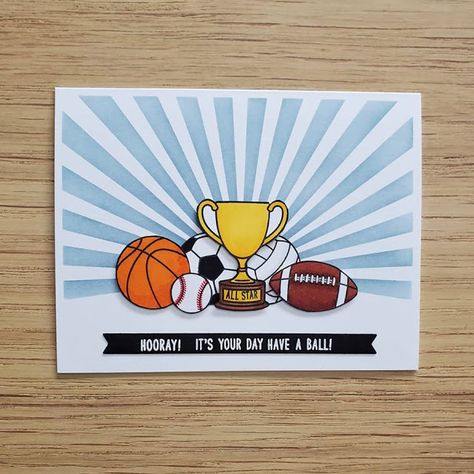 Sunny Studio Stamps: Team Player Customer Card by Daria Zender Teachers Day Card For Sports Teacher, Sports Day Card Ideas, Sport Cards Ideas, Sports Decorations School, Sports Day Ideas, Navaratri Decoration, Sports Day Invitation, Sports Day Decoration, Breakfast Puns