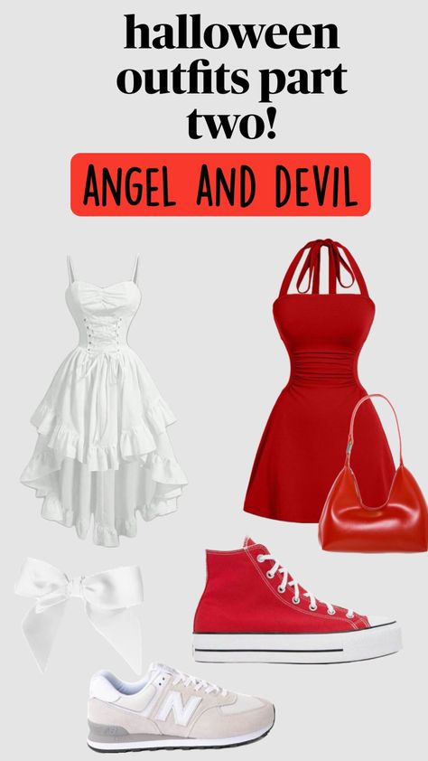 #halloween #costume #outfit #halloweencostume #duo #bestie #bestfriemd #friends #angel #devil #angelanddevil #preppy #blowup #trending #vibes #slay Duo Bestie, Angel And Devil Costume, Devil Costume, Angel Costume, Angel Devil, Angel And Devil, Halloween Outfits, Sweet 16, Halloween Costume