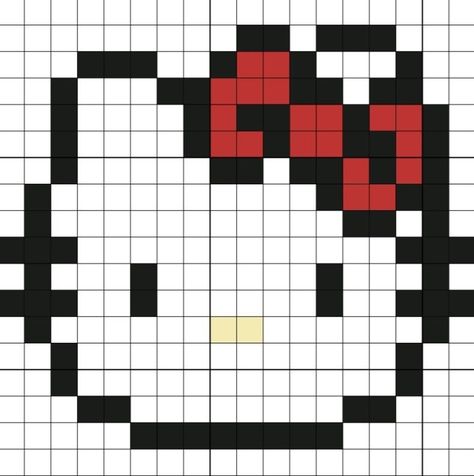 Pixel Art Ideas Sanrio, Hello Kitty Pixel Grid, Hello Kitty Pixel Art Grid, Pixel Art Person, Pixel Sanrio, Pixel Art Sanrio, Pixel Hello Kitty, Sanrio Pixel Art, Pixel Art Hello Kitty