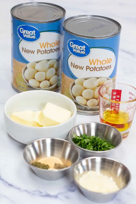 Cooking With Canned Potatoes, Cooking Canned Potatoes, Can Whole Potato Recipes, Whole New Potatoes Recipe Canned, Canned Potatoes In Oven, How To Cook Canned Potatoes, Recipe For Canned Potatoes, How To Use Canned Potatoes, Whole Canned Potatoes Recipes