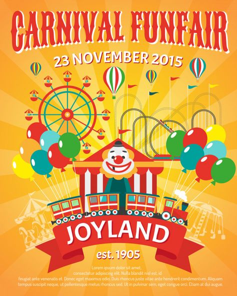 Funfair poster illustration Train Wallpaper, Carnival Posters, Promo Poster, Fun Fair, Poster Illustration, Displaying Collections, Party Balloons, Vector Photo, Vector Background