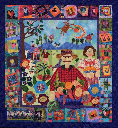 Spotlight: Mary Lou Weidman, Artist, Author, Designer, Teacher and Quilter | Create Whimsy Lloyd And Lola Llama Quilt, Quilt Portraits, Art Quilt Portraits, Large Applique On Quilt, My Whimsical Quilt Garden, Faith Ringgold, Christmas Contests, Quilt Stories, Made By Mary