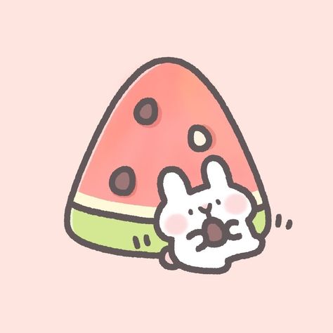 Watermelon Drawing, Cute Home Screens, Cute Watermelon, Cute Easy Doodles, Bunny Drawing, Kawaii Illustration, Cute App, Cute Animal Drawings Kawaii, Cute Doodles Drawings