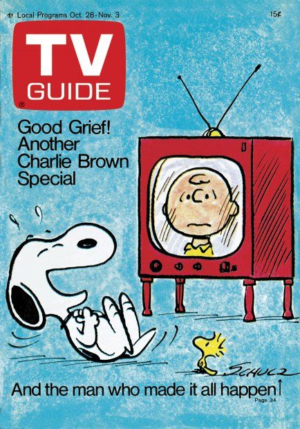 TV Guide October 28, 1972 -  Snoopy, Charlie Brown and Woodstock.  Illustration by Charles Schultz. Charles Schulz, Peanuts Cartoon, Snoop Dog, Snoopy Love, Charlie Brown Peanuts, Charlie Brown And Snoopy, Old Tv Shows, Vintage Tv, Retro Tv