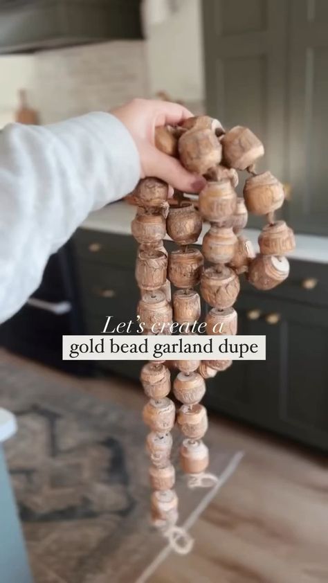 Birch Wood Beaded Garland curated on LTK Wood Beaded Garland, Rub And Buff, Bead Garland, Wood Bead Garland, Diy Garland, Beaded Garland, Holiday Inspiration, Diy Christmas Tree, Gold Wood