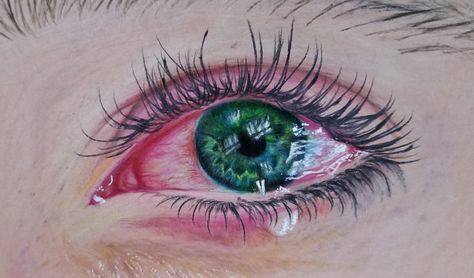 teary eye drawing #realism #redeye Teary Eyes Reference, Teary Eye Drawing, Eye Drawing Easy, Teary Eye, Reference Cartoon, Eyes Reference, Drawing Realism, Eye Study, Teary Eyes