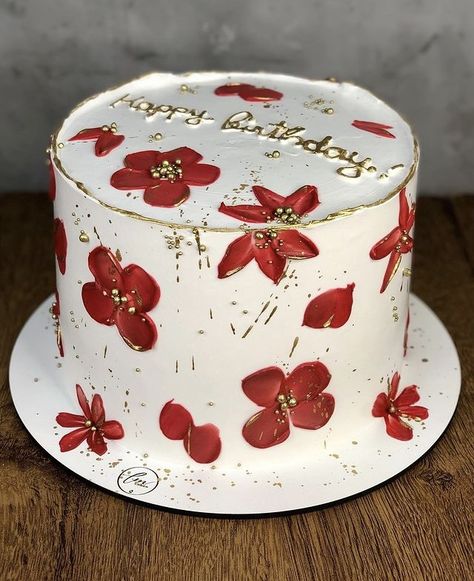 Red Sheet Cake Designs, Simple Red Birthday Cake, 35 Year Old Birthday Cake, Two Tier Cake Designs Simple, Beautiful Cakes Birthday For Women, Red Velvet Cake Decoration Design, Red Bday Cake, Red Theme Cake, Classic Cake Designs