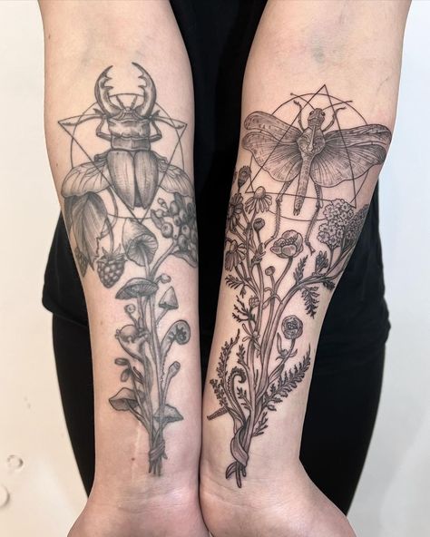 📸: @oskar_gurbada #tattoo #paganinspired #nature #tattooinspo #pagan #bottanical Dark Pagan Tattoo, Feminine Pagan Tattoo, Pagan Woman Tattoo, Pagan Sleeve Tattoos For Women, Holistic Tattoo, Pagan Nature Tattoo, Pagan Tattoo Ideas, Botanical Sleeve, Pagan Fashion