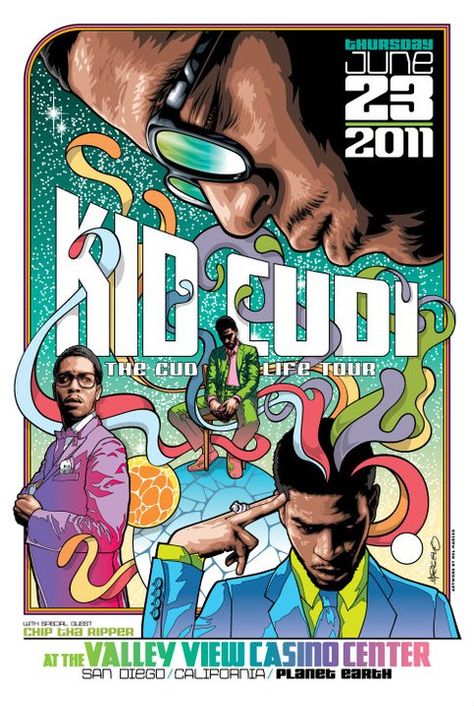 Limited edition poster art of Kid Cudi that I done did for the Valley View Casino Center commemorating his June 23, 2011 show. Kid Cudi Poster, Hip Hop Poster, Music Poster Design, Dorm Posters, Rap Wallpaper, Sports Arena, Hip Hop Art, Music Artwork, Kid Cudi