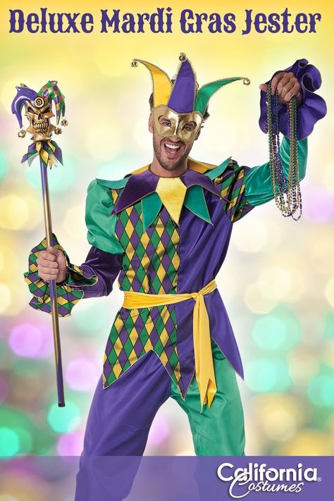 Mardi Gras Jester, Royal Costume, Jester Costume, Costumes Wigs, California Costumes, Mardi Gras Costumes, Mardi Gras Parade, Mardi Gras Decorations, Mardi Gras Party