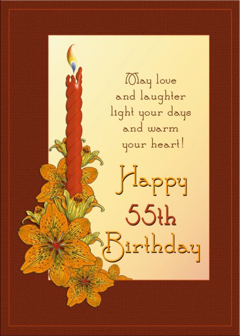 Happy 55th Birthday Tiger Lily Candle card Happy 94th Birthday, Happy 87th Birthday, Happy 91st Birthday, Happy 89th Birthday, Happy 68th Birthday, Happy 57th Birthday, Happy 58th Birthday, Happy 47th Birthday, Happy 48 Birthday