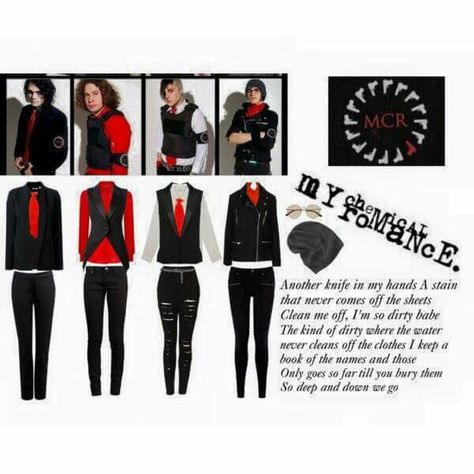 My Chemical Romance: Three Cheers for Sweet Revenge inspired clothes My Chemical Romance Inspired Outfits, My Chemical Romance Outfit Ideas, Mcr Revenge, Three Cheers For Sweet Revenge, Emo Halloween, Fabulous Killjoys, Outfit Ideas For School, Danger Days, Inspired Clothes