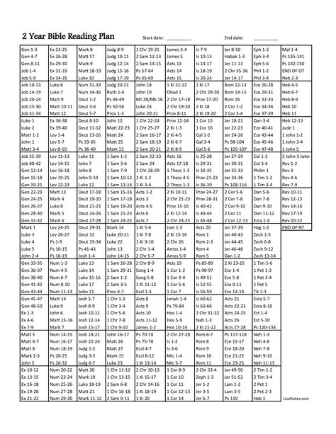 2-Year-Bible-Reading-Plan_LisaNotes.com_.pdf 2 Year Bible Reading Plan, Yearly Bible Reading Plan, Chronological Bible Reading Plan, Chronological Bible, Year Bible Reading Plan, Job 1, Bible Plan, Book Clubs, Plan Book