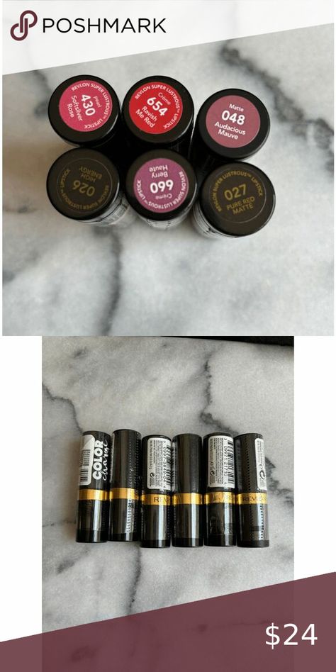 Revlon Super Lustrous Lipsticks in Reds and Mauves Lot of 6 Revlon Super Lustrous Lipstick, Revlon Super Lustrous, High Energy, Revlon, Lipsticks, Berry, Shades, Energy, Pure Products