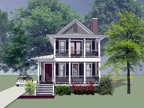 Southern House Plan - 3 Bedrooms, 2 Bath, 1618 Sq Ft Plan 16-241 Small Colonial, Southern Style House, Southern Style House Plans, Southern House Plan, Narrow Lot House, Narrow Lot House Plans, Southern House, House Plans 3 Bedroom, Monster House Plans