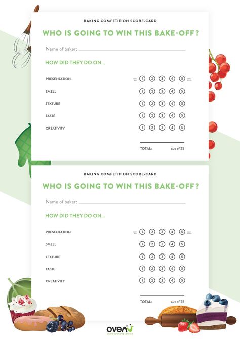 Pie Judging Scorecard, Family Bake Off Ideas, Cookie Bake Off Contest, Cookie Contest Judging Sheet, Pie Contest Judging Sheet, Baking Competition With Friends, Bake Off Competition Ideas, Christmas Baking Competition Ideas, Dessert Competition Ideas