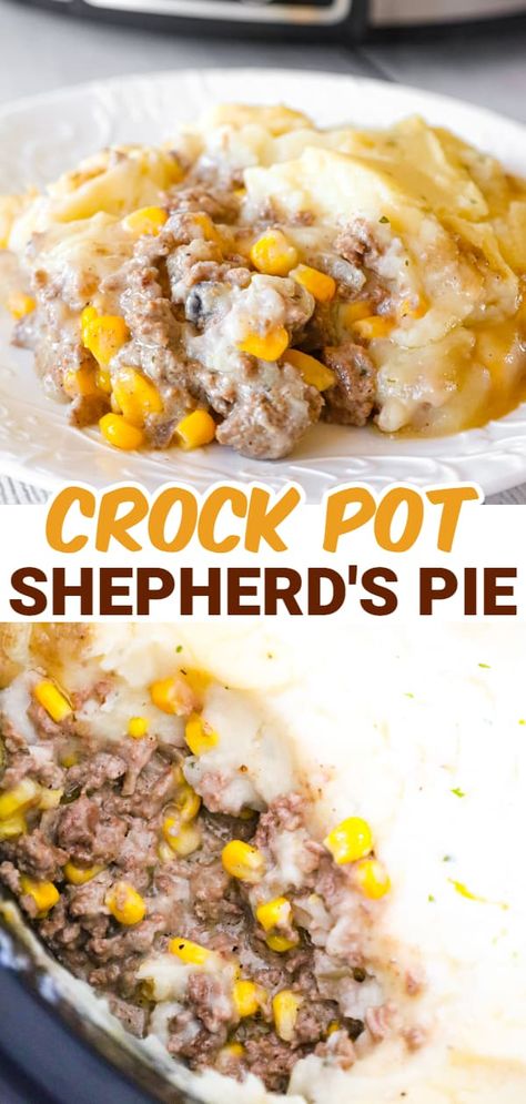 Easy Crockpot Shepherds Pie, Shepherd Pie Crockpot, Crockpot Recipes With Corn, Crockpot Beef Casserole, Easy Crock Pot Recipes With Ground Beef, Crock Pot Ideas With Hamburger Meat, Turkey Ground Beef Crockpot Recipes, Recipes With Ground Beef In Crock Pot, Easy Crockpot Meals With Ground Beef Slow Cooker