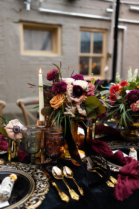 Moody, rich, and oh-so-decadent! 🌿✨ Fat Cat’s fall-inspired floral palette is perfect for a French Quarter wedding, adding depth and elegance to every moment. Moody Tablescape, French Quarter Wedding, Fall Tones, Moroccan Theme, Moroccan Home Decor, Moroccan Homes, Christmas Tablescape, Moody Wedding, New Orleans Wedding