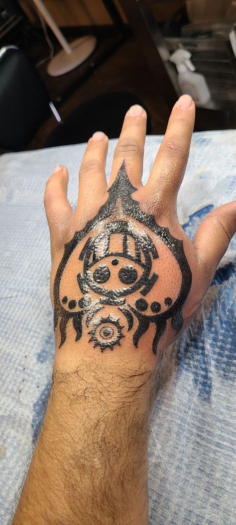 Trafalgar D. Water Law tattoo 
Got inked by @blkndrose @aspiredvisionstudio https://instagram.com/aspiredvisionstudio?utm_medium=copy_link Bleach Hand Tattoo, Trafalgar Law Hand Tattoo, Laws Tattoos One Piece, Anime Hand Tattoos For Guys, Law One Piece Tattoo Ideas, One Piece Hand Tattoo, Trafalgar Law Hands, Law Hand Tattoo, Law One Piece Tattoo