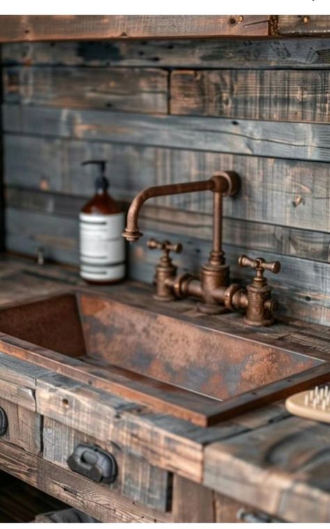 Rustical Bathroom Ideas, Home Made Bathroom Vanity, Home Made Vanity Ideas, Rustic Bathroom Sinks And Vanities, Brick Wall Bathroom Ideas, Rustic Bathroom Remodel Ideas, Rustic Elegant Bathroom, Mancave Bathroom Ideas, Rustic Vanity Bathroom