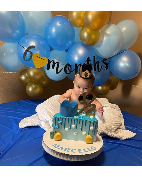 6 Month Smash Cake Ideas, 6 Month Bday Decoration, 6month Bday Decoration, 6 Months Shoot Ideas, Happy 6 Months Cake, 6months Photoshoot Ideas With Cake, 6 Month Baby Picture Ideas 6 Month Baby Picture Ideas Boy Half Birthday, 6 Month Decoration Ideas, 6 Month Baby Boy Photoshoot Ideas