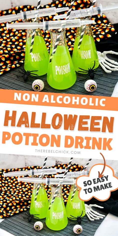 Non Alcoholic Drinks Halloween, Drinks Nonalcoholic Easy, Drink Mocktail, Potions For Kids, Fun Halloween Drinks, Halloween Party Punch, Halloween Punch Recipes, Alcoholic Punch Recipes, Halloween Party Drinks